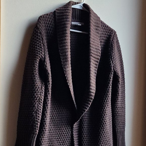 Old Navy Brown Waffle Knit Open Cardigan Size Medium - Picture 3 of 16